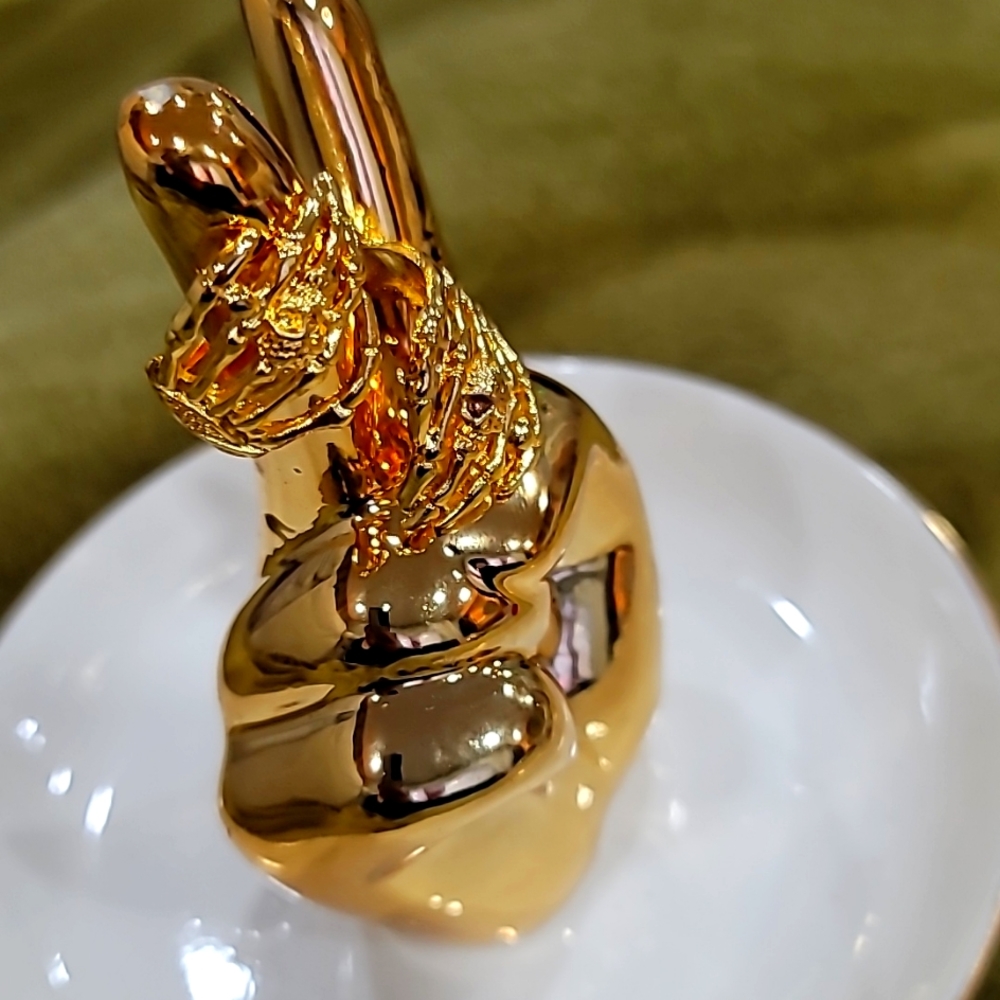Gold plated Skeleton Hand bones Ring 9